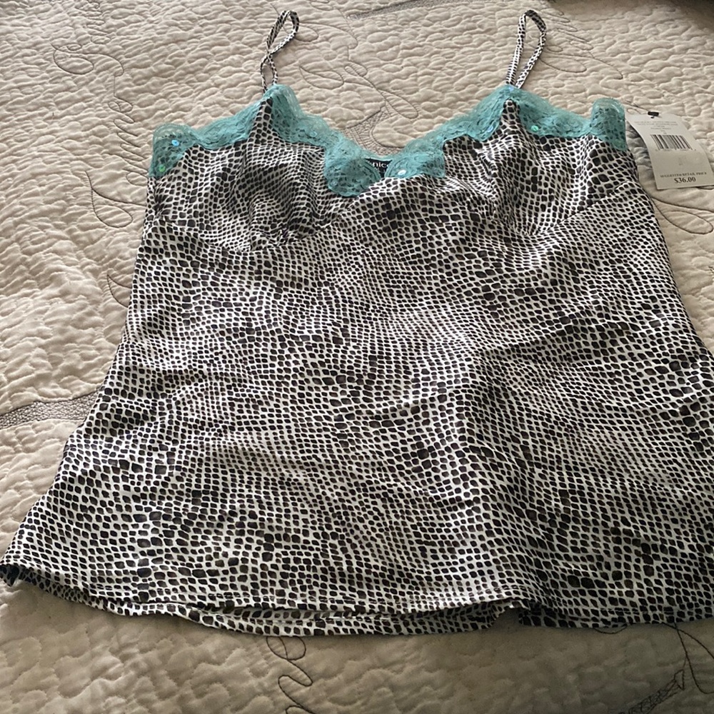 Nicole Miller next stop to wonderland snake print top